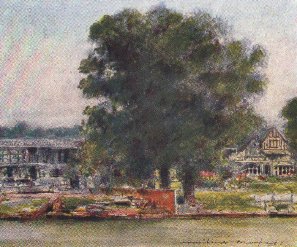 'St. George and the Dragon, Wargrave' by Mortimer Menpes. Berkshire 1906 print